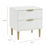 Outlet - Gloria bedside table - white and brass effect - Image 6