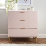 Gloria 3 Drawer Chest of Drawers - Blush Pink & Brass Effect