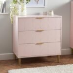 Outlet - Gloria 3 Drawer Chest of Drawers - Pale Pink & Brass Effect - Image 2