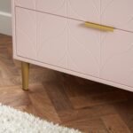 Outlet - Gloria 3 Drawer Chest of Drawers - Pale Pink & Brass Effect - Image 3