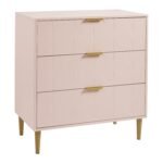 Outlet - Gloria 3 Drawer Chest of Drawers - Pale Pink & Brass Effect - Image 5