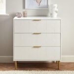 Outlet - Gloria Chest of Drawers - White & Brass Effect