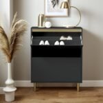 Outlet - Iliana Shoe Cabinet - 2 Door - Charcoal Grey - Image 2