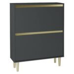 Outlet - Iliana Shoe Cabinet - 2 Door - Charcoal Grey - Image 4