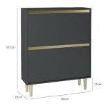 Outlet - Iliana Shoe Cabinet - 2 Door - Charcoal Grey - Image 6