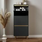 Outlet - Iliana Shoe Cabinet - 3 Door - Charcoal Grey - Image 3