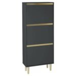 Outlet - Iliana Shoe Cabinet - 3 Door - Charcoal Grey - Image 5