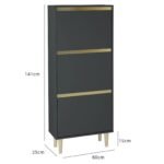 Outlet - Iliana Shoe Cabinet - 3 Door - Charcoal Grey - Image 7