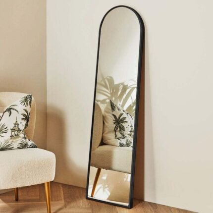 Outlet - Ingham 140x40Cm Metal Arch Mirror - Black