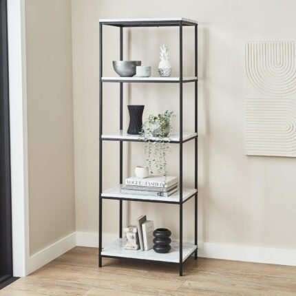 Outlet - Jay Bookcase - Marble Effect & Black