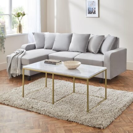 Outlet - Jay Coffee Table - Marble Effect & Gold