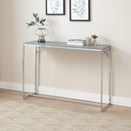Outlet - Jay Console Table - Concrete Effect & Chrome