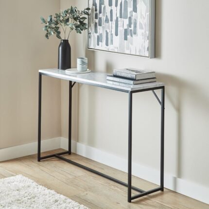 Outlet - Jay Console Table - Marble Effect & Black