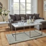 Outlet - Jay Large Coffee Table - Marble Effect & Chrome - Image 2