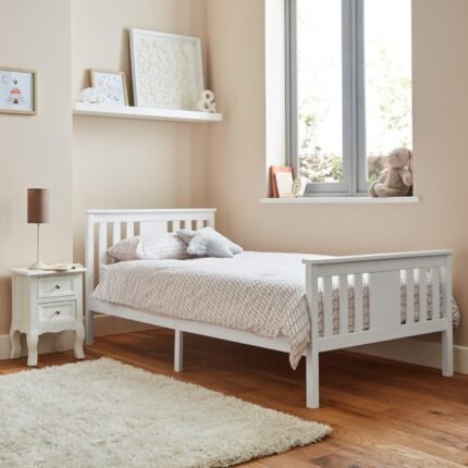 Outlet - Lisa Single Wooden Bed - White