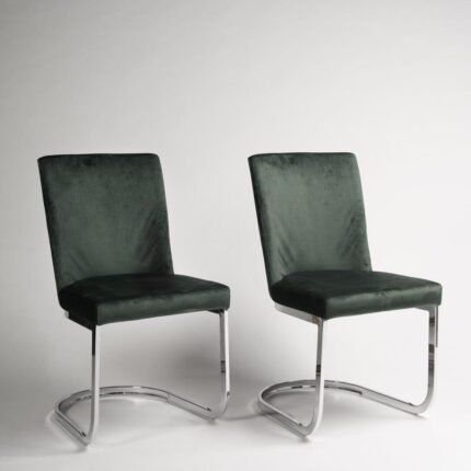 Outlet - Lola Dining Chairs - Set of 2 - Green & Chrome