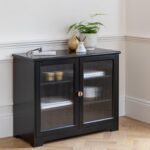 Outlet - Lua 2 Door Sideboard In Noir Black With Fluted Glass