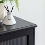 Outlet - Lua 2 Door Sideboard In Noir Black With Fluted Glass - Image 4
