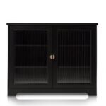 Outlet - Lua 2 Door Sideboard In Noir Black With Fluted Glass - Image 8