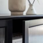 Outlet - Lua 2 Door Sideboard In Noir Black With Fluted Glass - Image 5