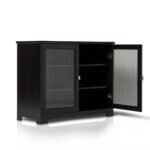 Lua 2 Door Small Sideboard - Noir Black with Glass Door - Image 8