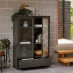 Outlet - Lua Tall Cabinet In Fir Green With Fluted Glass - Image 3