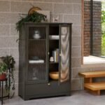 Outlet - Lua Tall Cabinet In Fir Green With Fluted Glass - Image 4