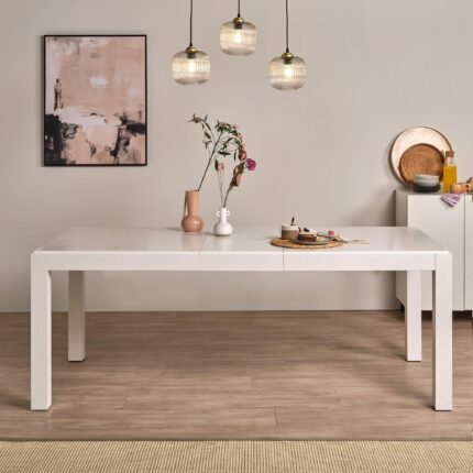 Outlet - Magnus White Wood extendable dining table