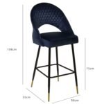 Outlet - Marilyn bar stool - set of 2 - blue velvet - Image 6