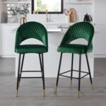 Outlet - Marilyn Bar Stool - Set Of 2 - Green Velvet - Image 2