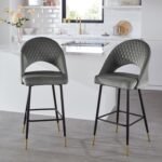Outlet - Marilyn bar stool - set of 2 - grey velvet