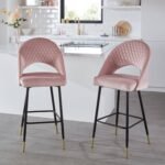 Outlet - Marilyn Bar Stool - Set of 2 - Pink Velvet