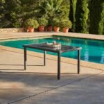 Marston 6 Seater Rattan Garden Dining Set with Cream Parasol - Grey - Image 2