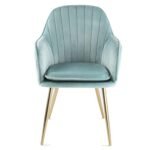 Outlet - Muse accent chair - light blue with gold legs - Image 2