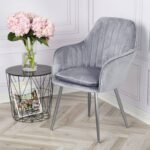 Outlet - Muse Accent Chair - Set of 2 - Grey With Silver Legs - Image 2