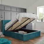 Outlet - Otto King Size Ottoman Bed -  Teal Blue - Image 2