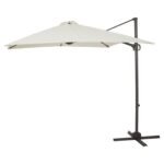 Outlet - Premium Cantilever 2.4M Square Parasol - Led Lights - Cream