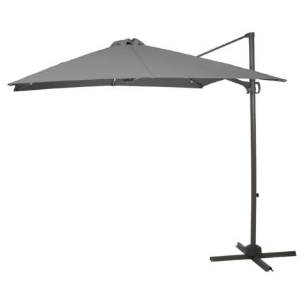 Outlet - Premium Cantilever 2.4m Square Parasol - Led Lights - Grey