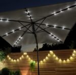 Outlet - Premium Cantilever 2.4m Square Parasol - Led Lights - Grey - Image 2