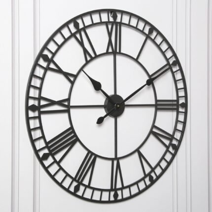 Outlet - Riseley 80Cm Metal Skeleton Wall Clock - Black