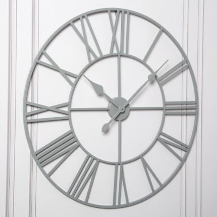 Outlet - Riseley 80Cm Metal Skeleton Wall Clock - Grey