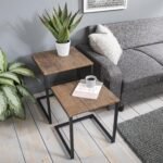Outlet - Sheffield industrial nest of tables - wood effect & metal
