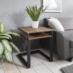 Outlet - Sheffield industrial nest of tables - wood effect & metal - Image 3