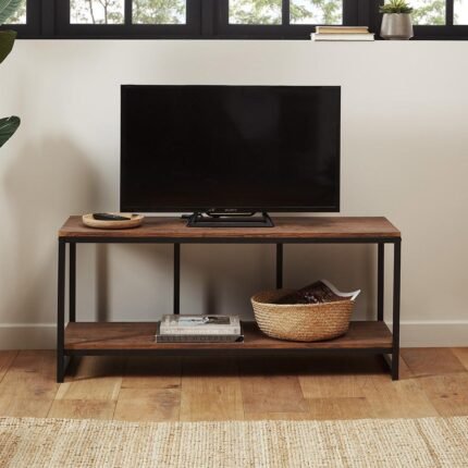 Outlet - Sheffield industrial TV stand - wood effect & metal frame