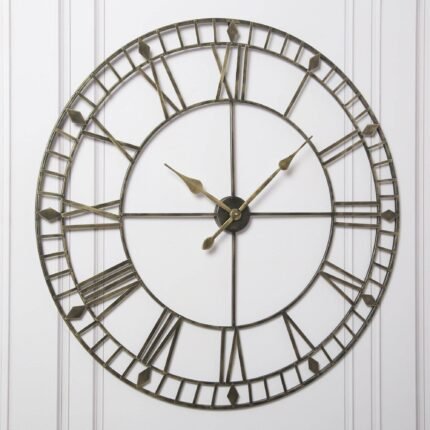 Outlet Skeleton Clock - Black and Gold - 100cm