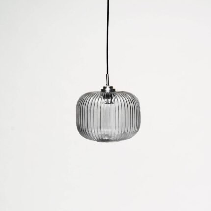 Outlet - Smoked Fluted Glass & Chrome Pendant Light
