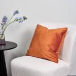 Outlet - Velvet Cushion Cover With Piping Orange