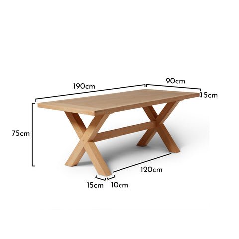 Outlet - Charlotte Pale Oak Dining Table - Cross Leg 1 Charlote Pale Oak Farmhouse Style Dining Table - Laura James