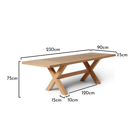 Outlet - Charlotte Pale Oak Dining Table - Extendable - Cross Leg 2 Charlotte Pale Oak Extendable Dining Table - Laura James