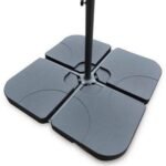 Square 2.4m Grey LED Premium Cantilever Parasol with 80kg Quartered Parasol Base - Black Plastic - Image 4